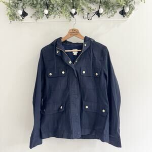 J. Crew Utility Jacket Navy Medium Hooded KD